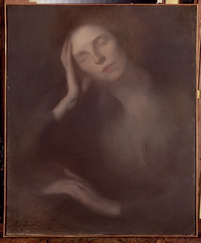 Woman Leaning on a Table by Eugène Carrière